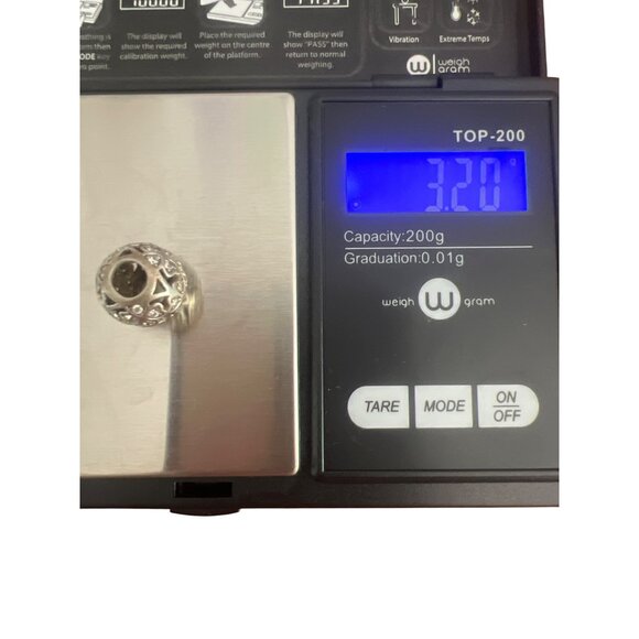 Pandora Sterling Silver Charm Bead Heart Crystal Accents Nina .5" 3.2g Love Gift - Picture 5 of 5